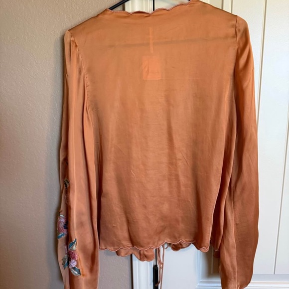 Free People Orange Floral Embroidered Blouse - Picture 4 of 4